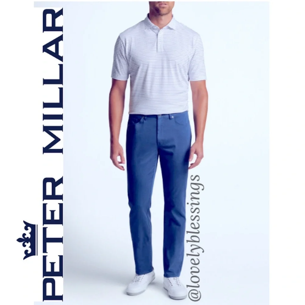 Peter Millar Crown Crafted Performance Golf Pant 5 Pocket Size Medium Blue